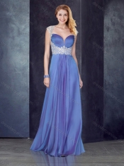 Empire Applique Lavender Prom Dress with See Through Back