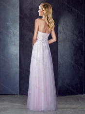 Empire Baby Pink Prom Dress with Beading and Appliques