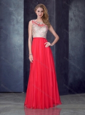 Empire Bateau Royal Blue Prom Dress with Appliques