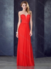 Empire Sweetheart Red Dama Dress with Ruching and Belt