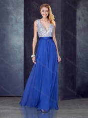 Empire V Neck Red Dama Dress with Appliques and Beading