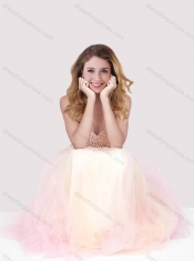 Luxurious Empire Tulle Long Dama Dress with Beaded Bodice