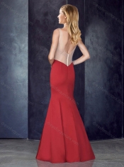 Mermaid Straps Satin Black Prom Dress with See Through Back