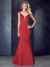 Mermaid Straps Satin Red Dama Dress with See Through Back