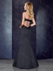Mermaid Sweetheart Backless Black Prom Dress in Satin