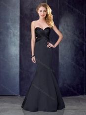 Mermaid Sweetheart Backless Black Prom Dress in Satin
