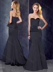 Mermaid Sweetheart Satin Prom Dress in Black with Brush Train