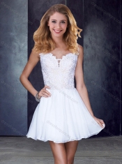 New Style Straps Short Teal Prom Dress with Appliques