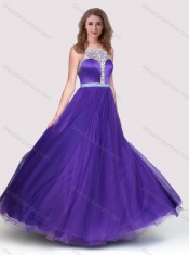 Sexy See Through Scoop Empire Purple Dama Dress with Beading
