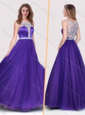 Sexy See Through Scoop Empire Purple Dama Dress with Beading
