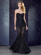 Short Inside Long Outside Mermaid Black Dama Dress in Lace