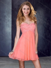 Simple Applique and Sequined Short Dama Dress in Peach