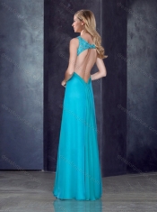 Simple Empire Straps  Beaded and Applique Prom Dress in Teal