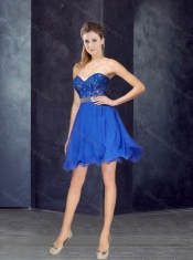 Elegant A Line Laced and Belted Short Prom Dress in Chiffon