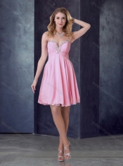 Exclusive Empire Chiffon Short Prom Dress with Beading and Ruching
