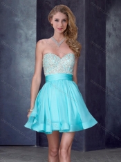 Hot Sale Short Sweetheart White Prom Dress with Beading in Organza