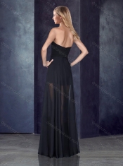 Short Inside Long Outside Black Prom Dress with Belt