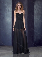 Short Inside Long Outside Black Prom Dress with Belt