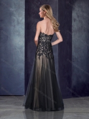 Top Selling Empire Applique Black Prom Dress in Tulle
