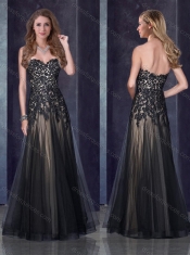 Top Selling Empire Applique Black Prom Dress in Tulle