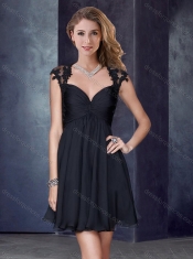 V Neck Backless Blue Prom Dress with Appliques and Beading