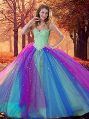 Custom Designed Multi Color Sweet 16 Dress with Beading