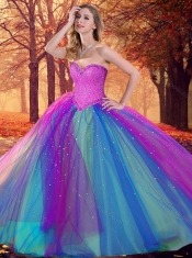 Custom Designed Multi Color Sweet 16 Dress with Beading