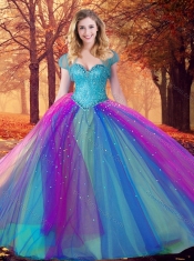 Custom Designed Multi Color Sweet 16 Dress with Beading