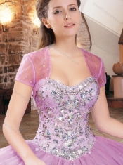 Lovely Big Puffy Tulle Aqua Blue Sweet 16 Dress with Beading