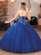 Lovely Big Puffy Tulle Aqua Blue Sweet 16 Dress with Beading