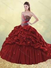 Luxurious Brush Train Taffeta Bubble Sweet 16 Dress in Turquoise