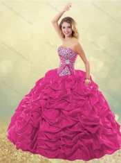 New Style Puffy Skirt Bubble Red Sweet 16 Dress in Taffeta