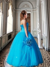 New Style Strapless Ball Gown Sequined Sweet 16 Dress in Teal