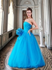 New Style Strapless Ball Gown Sequined Sweet 16 Dress in Teal
