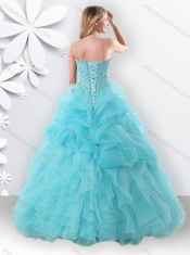 Princess Light Blue Sweet 16 Dress with Beading and Bubbles