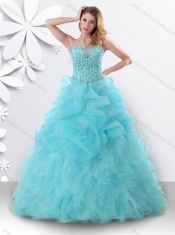 Princess Light Blue Sweet 16 Dress with Beading and Bubbles