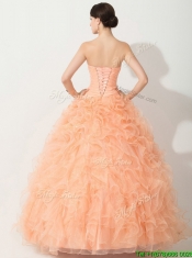 Princess Orange Sweet 16 Gown with Beading and Ruffles