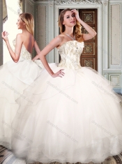Simple Strapless White Sweet 16 Dresses with Appliques and Beading