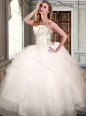 Simple Strapless White Sweet 16 Dresses with Appliques and Beading