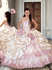 Ball Gown Taffeta 15th Birthday Dresses with Bubbles and Appliques