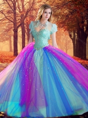 Big Puffy Beaded 15th Birthday Dress in Multi Color