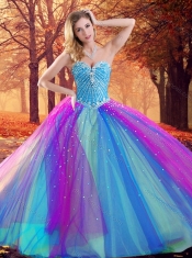 Big Puffy Beaded 15th Birthday Dress in Multi Color