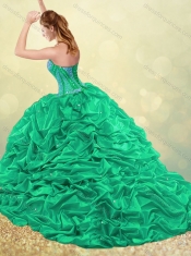 Cheap Beautiful Brush Train Quinceanera Dress with Beading and Bubbles