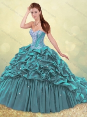 Cheap Beautiful Brush Train Quinceanera Dress with Beading and Bubbles