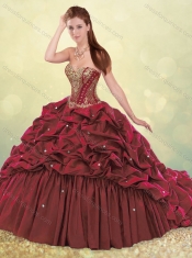 Cheap Beautiful Brush Train Quinceanera Dress with Beading and Bubbles