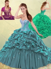 Cheap Beautiful Brush Train Quinceanera Dress with Beading and Bubbles