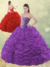Cheap Exclusive Beaded and Bubble Purple Quinceanera Dress in Taffeta