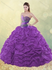 Cheap Exclusive Beaded and Bubble Purple Quinceanera Dress in Taffeta