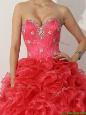 Cheap Promotional Princess Red Quinceanera Gown with Beading and Ruffles