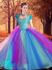 Classical Beautiful Beaded Multi Color Quinceanera Dress in Tulle